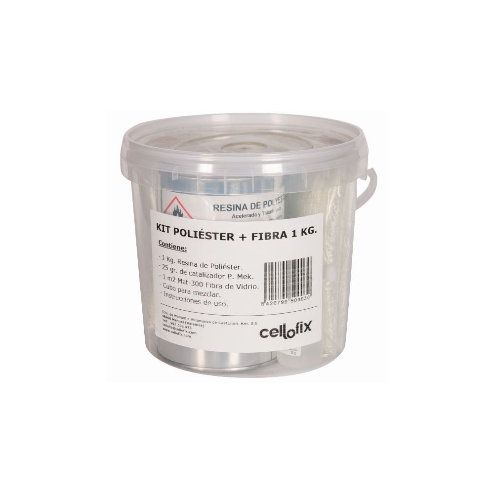 CELLOFIX KIT DE RESINA POLIESTER + FIBRA 250 GR