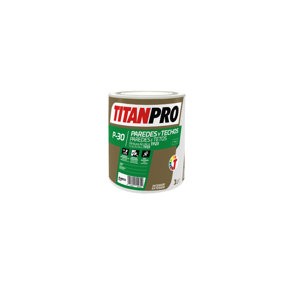 TITANPRO P-30 PINTURA ACRILICA TP23 MATE BLANCO 1 L