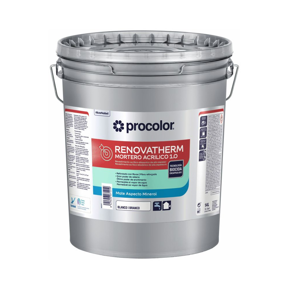 RENOVATHERM MORTERO ACRILICO 1,0 BASE BN 14 L + COLOR