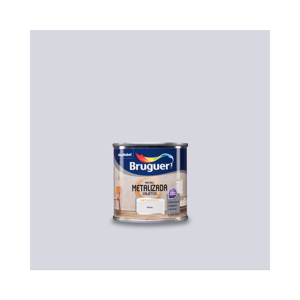BRUGUER PINTURA METALIZADA OBJETOS PLATA 0,125 L