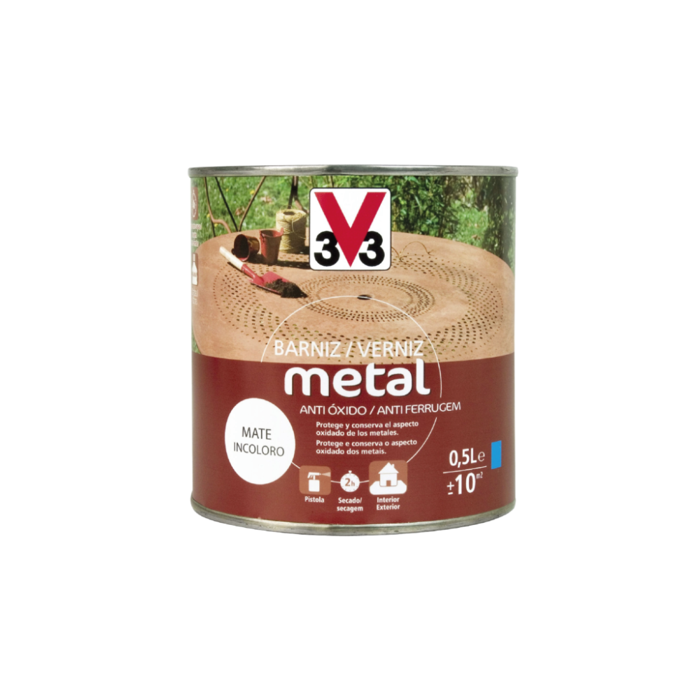V33 24565 BARNIZ ANTIOXIDO METAL MATE INCOLOR 0,500 L
