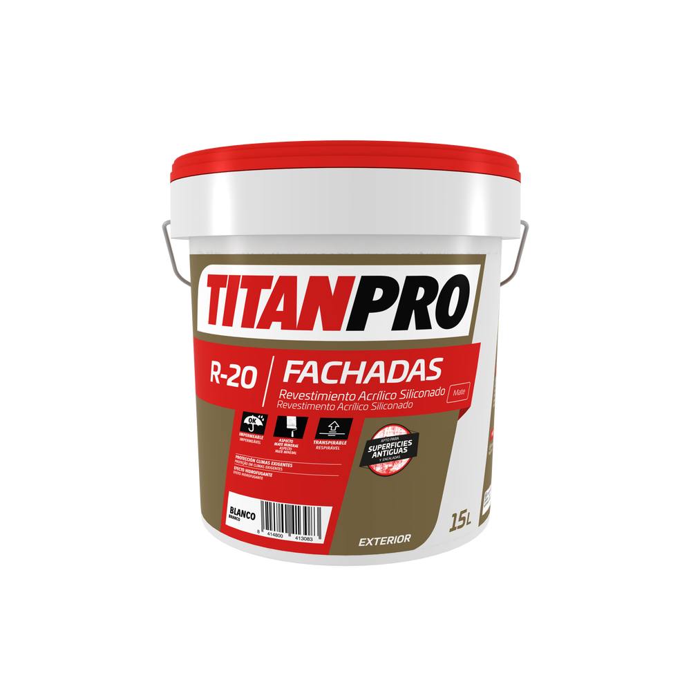 TITANPRO R-20 REV. ACRILICO SILICONADO BLANCO 15 L