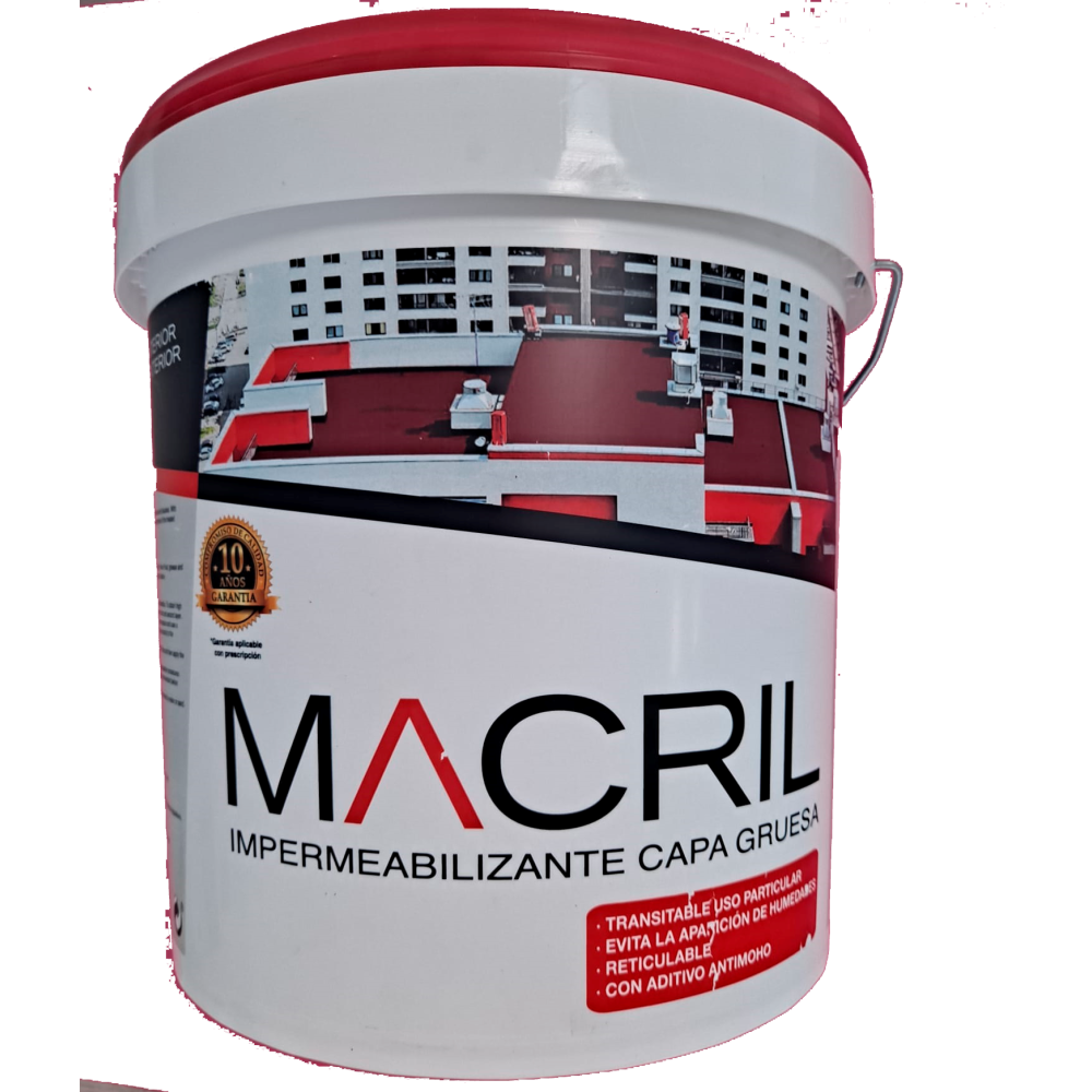 MACRIL IMPERMEABILIZANTE CAPA GRUESA ROJO 15 L
