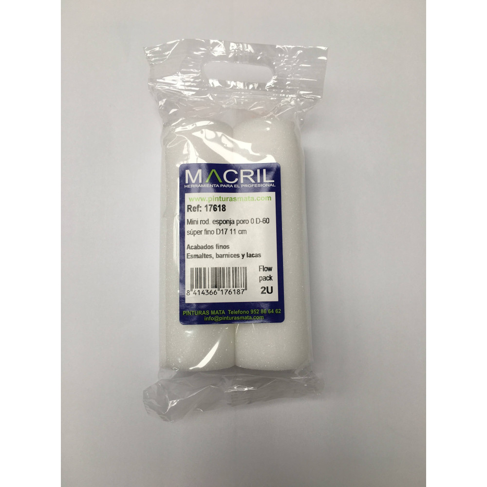 MACRIL 17618 MINI RODILLO D17 PORO 0 S.FINO 11 CM PACK 2 UND  MACRIL 17618 MINI RODILLO D17 PORO 0 S.FINO 11 CM PACK 2 UND