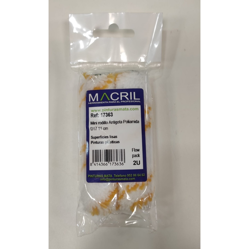 MACRIL 17363 MINI RODILLO D17 ANTIGOTA R.AMA. 11 CM PACK 2UND