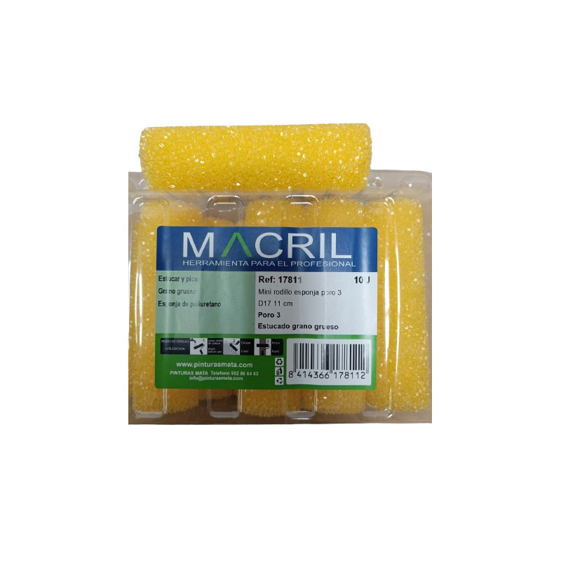 MACRIL 17811 MINI RODILLO D17 PORO 3 PICADOS 11 CM (10)